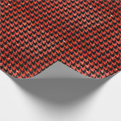 Papier Cadeau Classic Black and Glitter Red Houndstooth Pattern  (Coin)