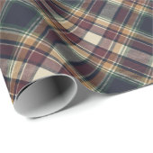 Papier Cadeau Classic Blue Dark Green Red Plaid Pattern Holiday (Coin rond)