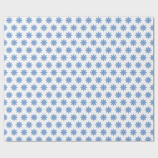 Papier Cadeau Classic Blue Snowflake Pattern on White (Plat)