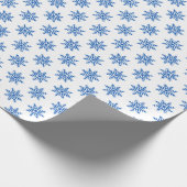 Papier Cadeau Classic Blue Snowflake Pattern on White (Coin)