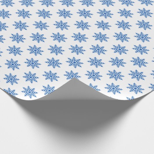 Papier Cadeau Classic Blue Snowflake Pattern on White (Coin)