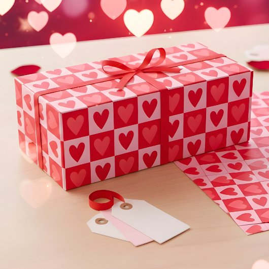 Papier Cadeau Classic Cherry Red Hearts Valentine Gift