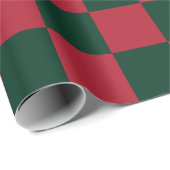 Papier Cadeau Classic Christmas Green et Red Checkerboard (Coin rond)