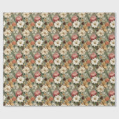 Papier Cadeau Classic Christmas Pink and Sage Green Floral Gift (Plat)