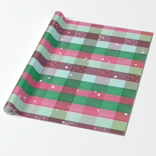 Papier Cadeau Classic Christmas Stripes Pattern (Déroulé)