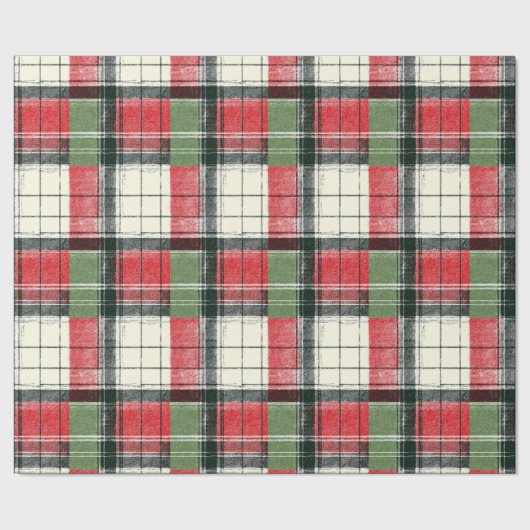 Papier Cadeau Classic distressed green and red plaid (Couture)