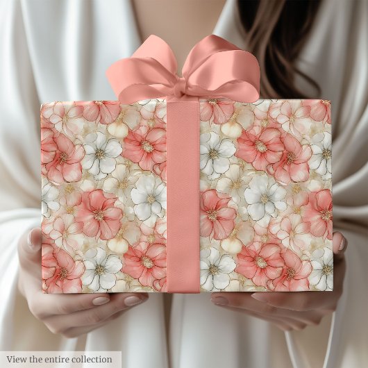 Papier Cadeau Classic dusty pink and gold 80th birthday wrap