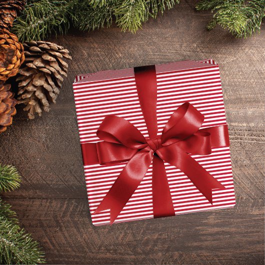 Papier Cadeau Classic Elegant Red White Stripe Christmas