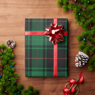 Papier Cadeau Classic et élégant Tartan vert foncé vacances