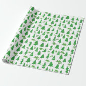 Papier Cadeau Classic Green Christmas Tree Jolly Motif de vacanc (Déroulé)