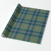 Papier Cadeau Classic Holiday Plaid Stylish Green & Navy Xmas (Déroulé)