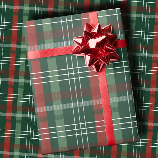 Papier Cadeau Classic Holiday Red and Green Plaid Christmas