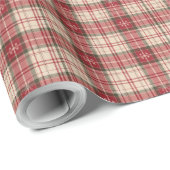 Papier Cadeau Classic Holiday Tartan Wrapping Paper with Snow (Coin rond)