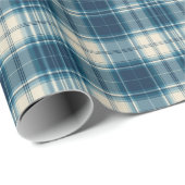 Papier Cadeau Classic Indigo Plaid Wrap (Coin rond)