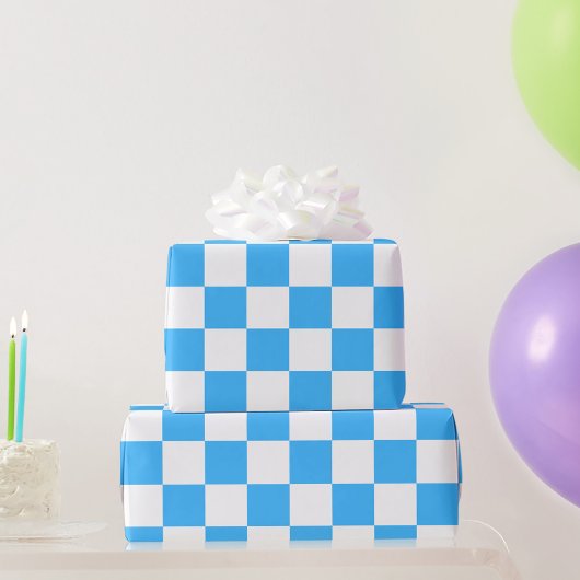 Papier Cadeau Classic light blue checkerboard 