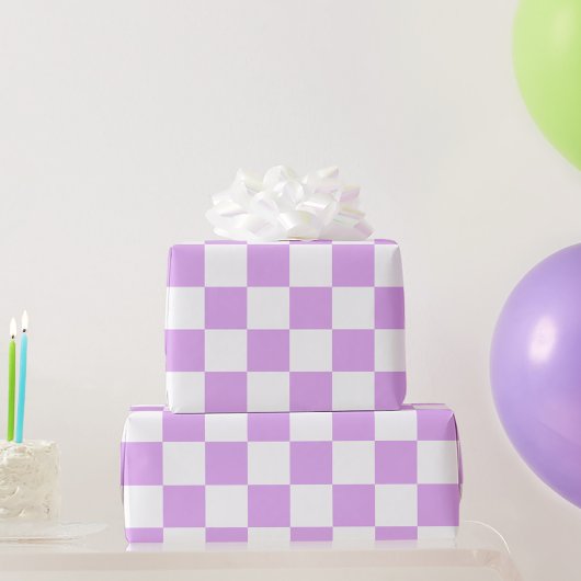 Papier Cadeau Classic light lavender checkerboard 