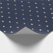 Papier Cadeau Classic Marine Bleu Pois or (Coin)