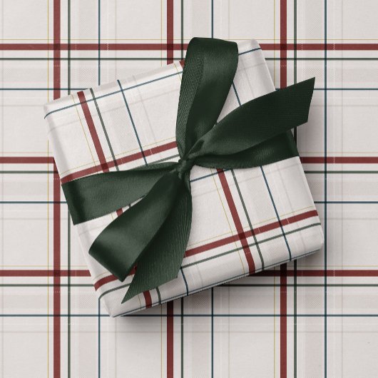 Papier Cadeau Classic neutral Christmas holiday plaid