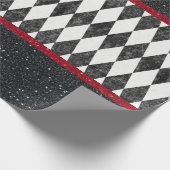 Papier Cadeau Classic noir blanc rouge arlequin Jacquard diamant (Coin)