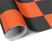Papier Cadeau Classic Orange et Black Checkers (Coin rond)