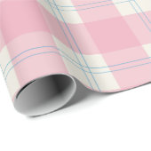 Papier Cadeau Classic Pink & Blue Preppy Plaid PatWrapping Paper (Coin rond)