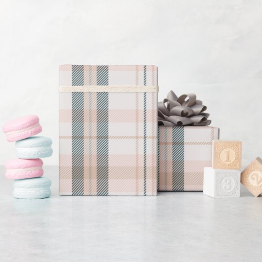 Papier Cadeau Classic Plaid collection blush neutre (Baby Shower)