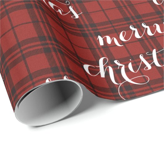 Papier Cadeau Classic Plaid Merry Christmas Festive - (Coin rond)