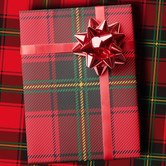 Papier Cadeau Classic Red and Green Christmas Tartan Plaid