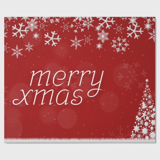 Papier Cadeau Classic Red and White Festive Merry Christmas Wrap (Plat)