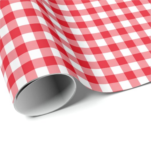 Papier Cadeau Classic Red Gingham Wrapping Paper (Coin rond)
