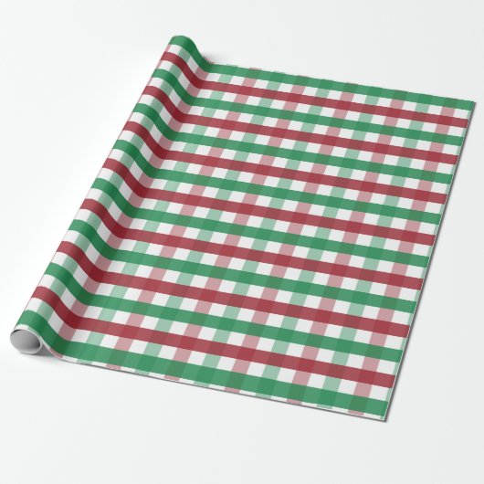 Papier Cadeau Classic Red & Green Gingham Plaid Christmas (Déroulé)
