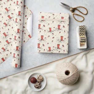 Papier Cadeau Classic Red Ladybugs avec Rainboots