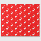 Papier Cadeau Classic Red Reindeer Elegant Christmas  (Plat)