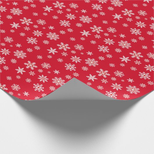 Papier Cadeau Classic Retro White Snowflakes Christmas Red Gift (Coin)