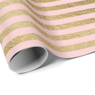 Papier Cadeau Classic Rose Rose Gold Lines Stripes Paris