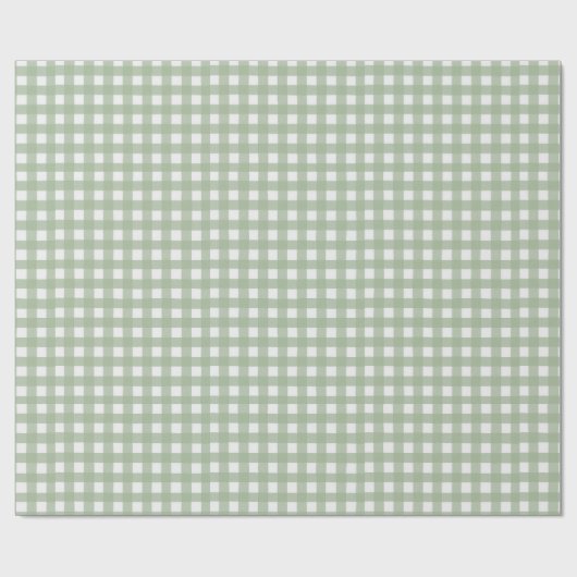 Papier Cadeau Classic Sage Green Gingham Plaid Christmas (Plat)