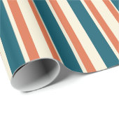 Papier Cadeau Classic Stripes Bleu et Orange Moderne (Coin rond)