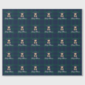 Papier Cadeau Classic Teddy bear Navy Plaid Baby Shower (Plat)