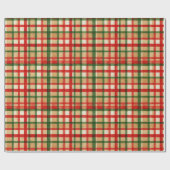 Papier Cadeau Classic Vert Aquarelle Rouge Motif d'art plaid (Plat)