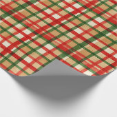 Papier Cadeau Classic Vert Aquarelle Rouge Motif d'art plaid (Coin)