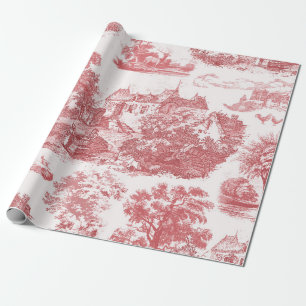 Papier Cadeau Classic Vintage Rouge Français Château Pays Toile