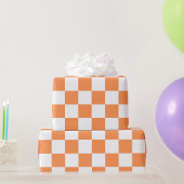 Papier Cadeau Classic visual orange checkerboard 