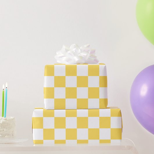 Papier Cadeau Classic visual yellow checkerboard 