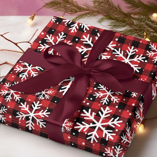 Papier Cadeau Classic Winter Buffalo Plaid Snowflake