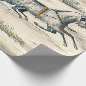 Papier Cadeau Classique 1853 Promenade en traîneau Currier Ives  (Coin)