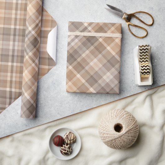 Papier Cadeau Classique Beige Tan Taupe Brown En vichy (Artisanat)