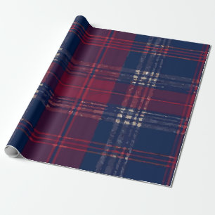 Papier Cadeau Classique carreau bleu foncé et rouge – Audacieux