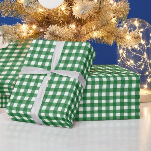 Papier Cadeau Classique carreau gingham vert de Noël