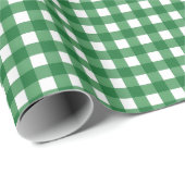 Papier Cadeau Classique carreau gingham vert de Noël (Coin rond)