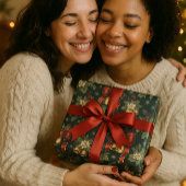 Papier Cadeau Classique classique Noël Rouge Bow & Gold Bell